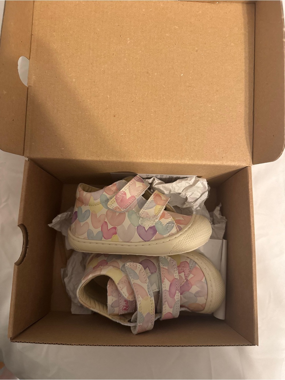 Naturino Toddler Velcro Sneakers in Pastel Multi Heart Print